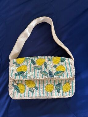 Beaded Yellow Lemon Shoulder Bag - Women
